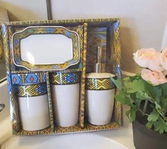 Red Ginger Spices 4 piece shower set - Ethiopian Saba Design