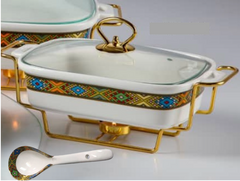 Red Ginger Spices Rectangle chafing dish to keep food warm.
