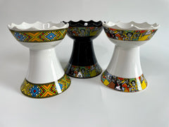 Red Ginger Spices Traditional Ethiopian Incense Holder - White Tibeb Pattern
