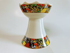 Red Ginger Spices Traditional Ethiopian Incense Holder - White Tibeb Pattern